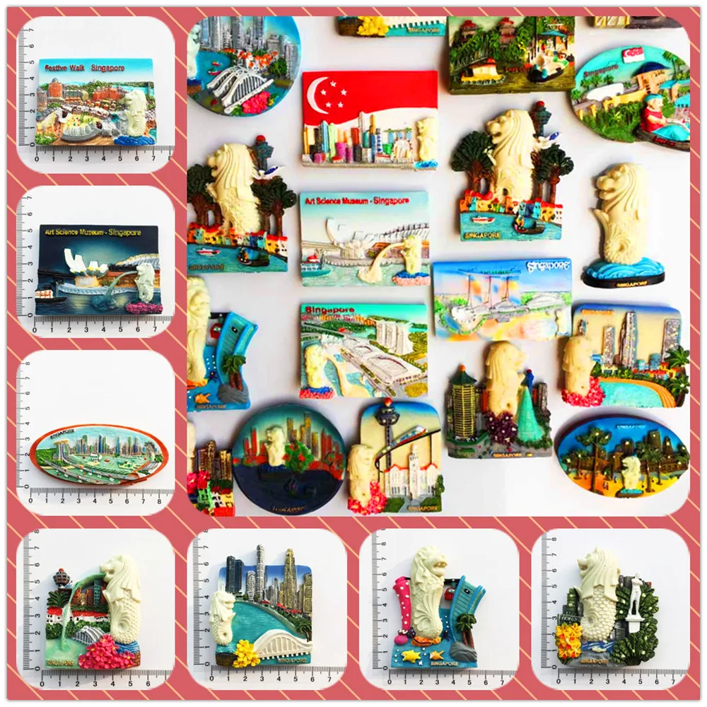 

Singapore scenery Fridge Magnets Tourism Souvenir Refrigerator Magnetic Sticker Collection Handicraft Gift