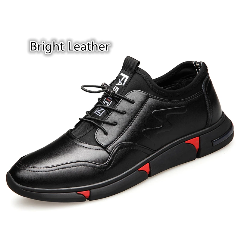 Flat Bright Misalwa/сезон весна-осень; мужские кожаные повседневные кроссовки на плоской подошве; 5 см; обувь, увеличивающая рост; модная Молодежная мужская обувь из искусственной лайкры - Цвет: Flat Bright