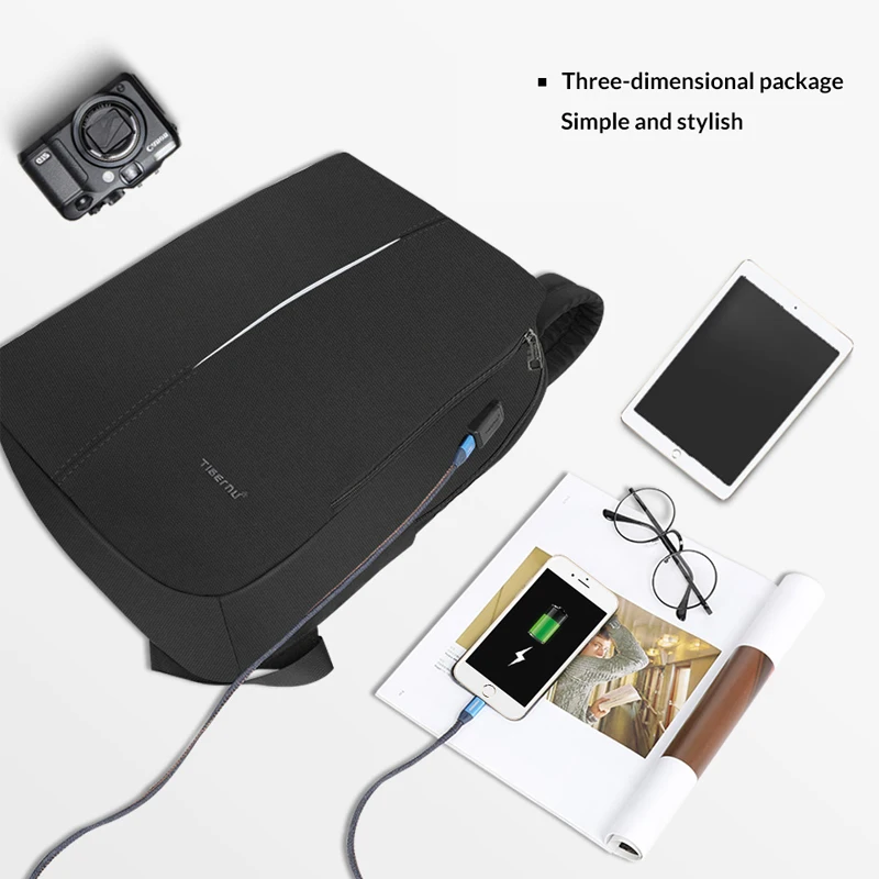 Рюкзак Tigernu 2021 Новая мода рюкзак для мужчин 4.0A USB зарядка 15 6 дюймовый ноутбук