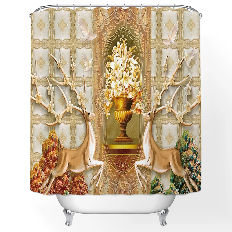 

Beautiful Bathroom Printed Shower Curtains Frabic Waterproof Polyester Bath Curtain with Hooks Curtains Shower Curtain180x180cm