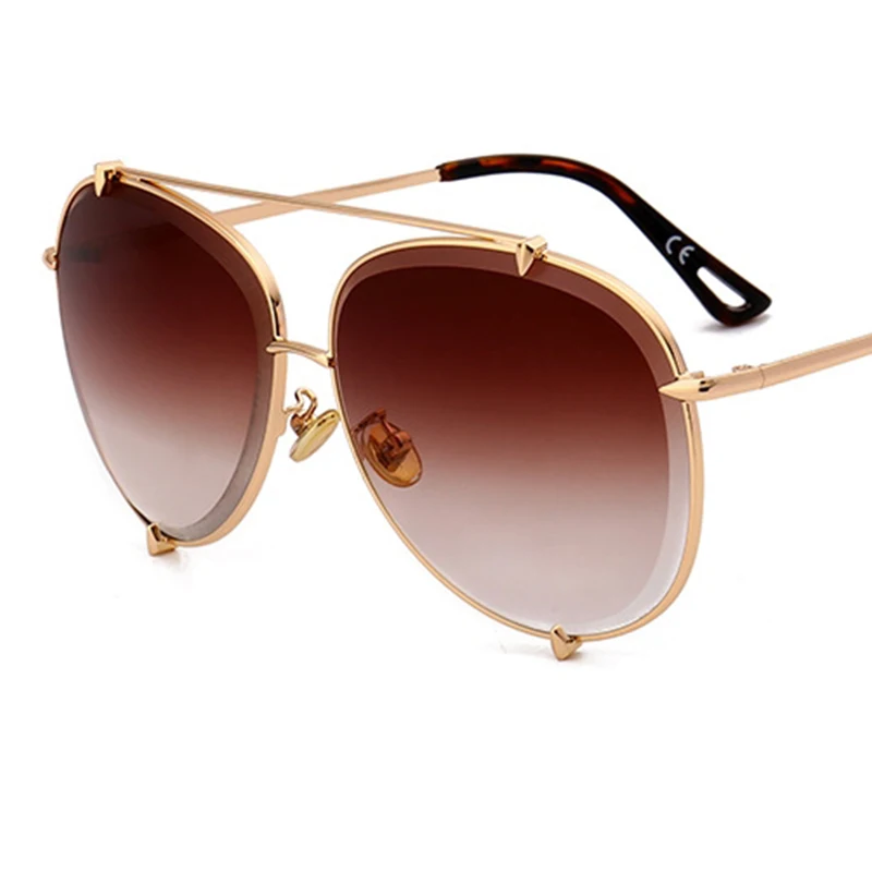 

Luxury brand pilot sunglasses women Fashion Oversized Gradient Metal Sunglasses For Female vintage mirror Men glasses oculos