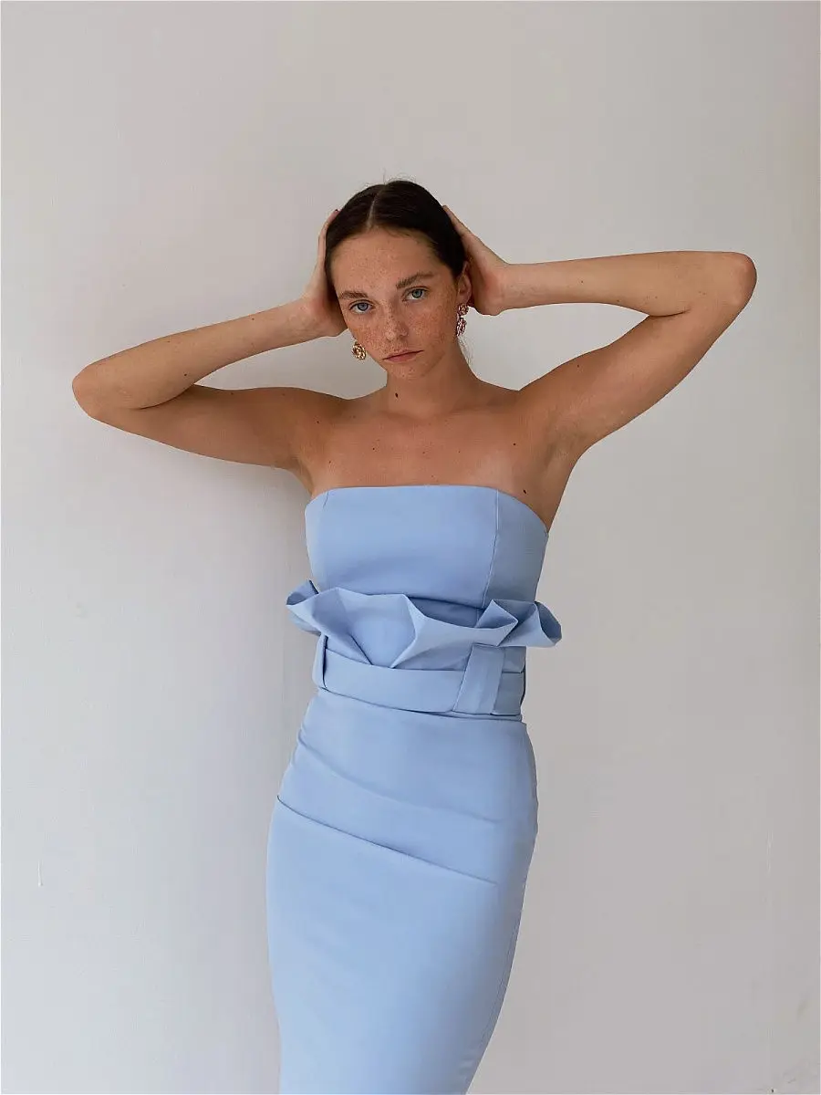 

2020 New Women red blue strapless off shoulder sleeveless Vestido Celebrity Evening Party Bodycon Bandage Dresses wholesale