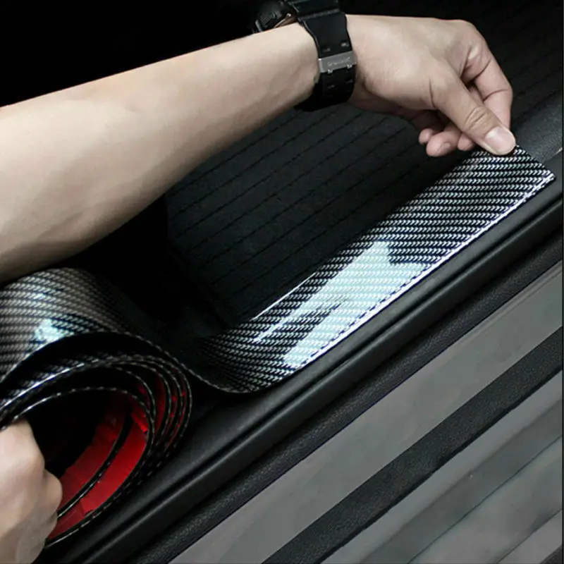 Car Carbon Fiber Rubber Styling Door Sill Protector For Peugeot 206 207 208 301 307 308 407 408 508 607 2008 3008 4008 5008 RCZ | Внешние