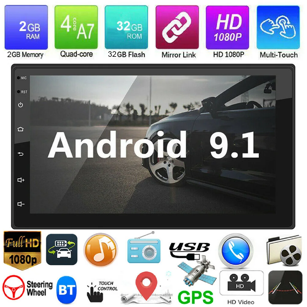 7 "Универсальный Android 10 1 2 Din автомобильное радио аудио + 32G Авто Стерео GPS