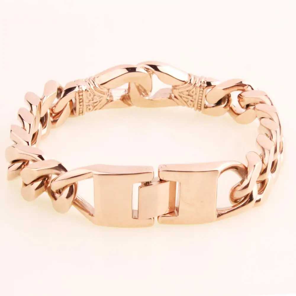 Браслеты мужские из нержавеющей стали под розовое золото в стиле хип-хоп |