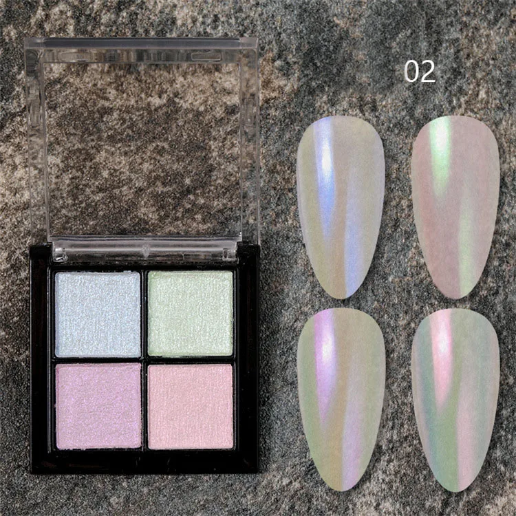 

Aurora Pink Fairy Solid Nail Powder 4 Color Mirror Chrome Nail Glitter Pigment Dust Sponge Stick Metallic Nails Decoration