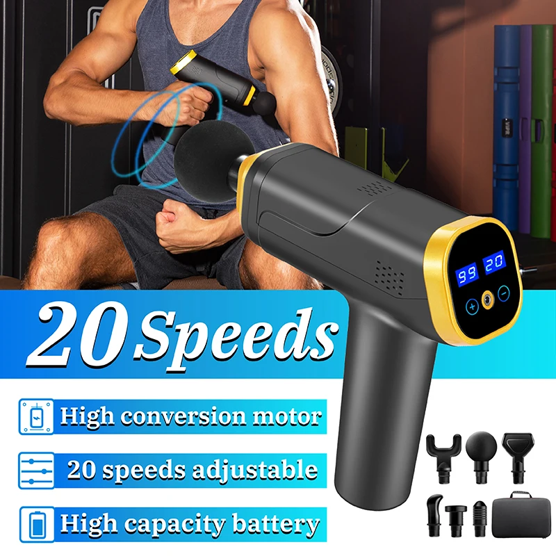 Massage Gun Fascia Gun Neck Massager Deep Muscle Relax Massager Vibration Fitness Equipment Noise Reduction Pain Relief