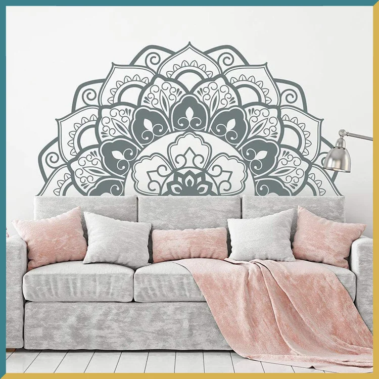 

Bohemian Wall Decal Half Mandala Headboard Decals Bedroom Yoga Studio Meditation Room Home Decor Window Art Vinyl Stickers E705