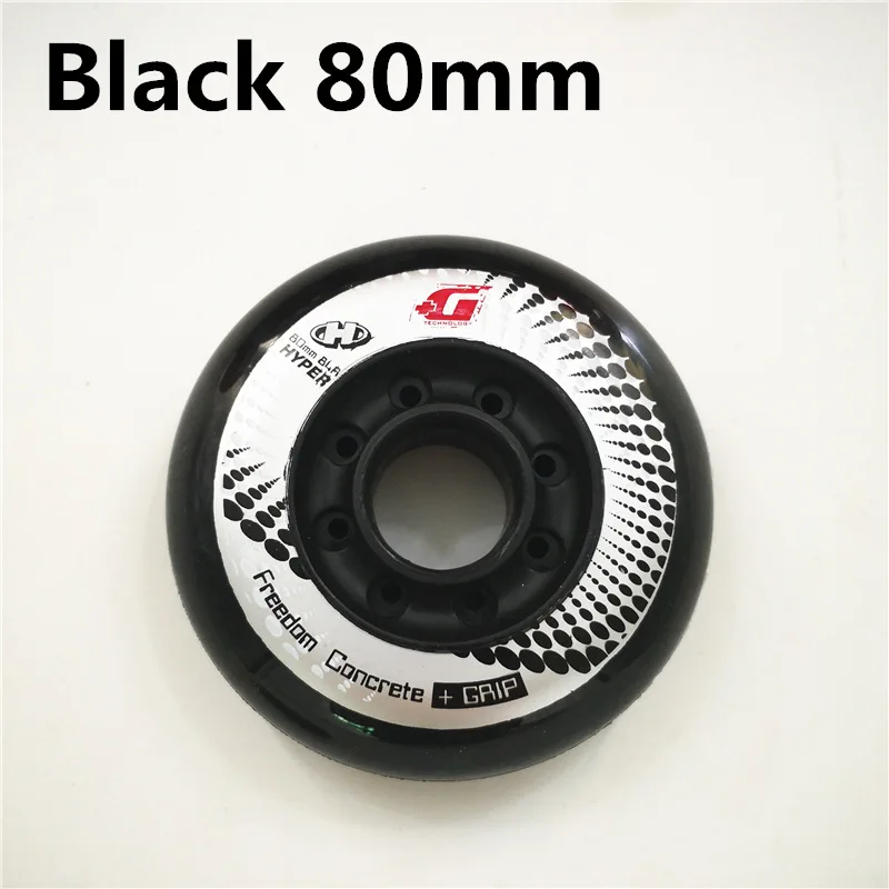 Black 80mm 8 шт. Hyper+ G GRIP бетонные Встроенные роликовые коньки колеса, 84A FSK слалом торможения для SEBA HL High WFSC Powerslide RB колеса - Цвет: Black 80mm