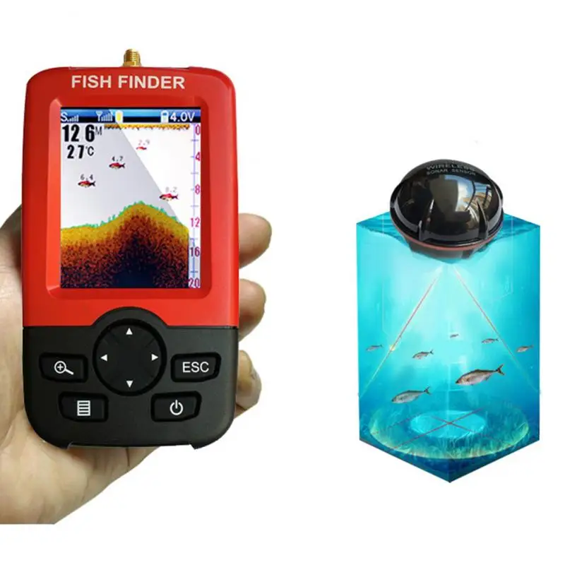 

LED Backlight Fish Finder Portable Wireless Colorful Screen Detector For Outdoor Lake Sea Fishing LCD Display Sonar Sensor HOT