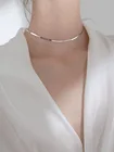 Чокер, аксессуары, ожерелье из стерлингового серебра 925 пробы с блестящей широкой цепочкой до ключиц, ожерелье для женщин, подарок на день рождения