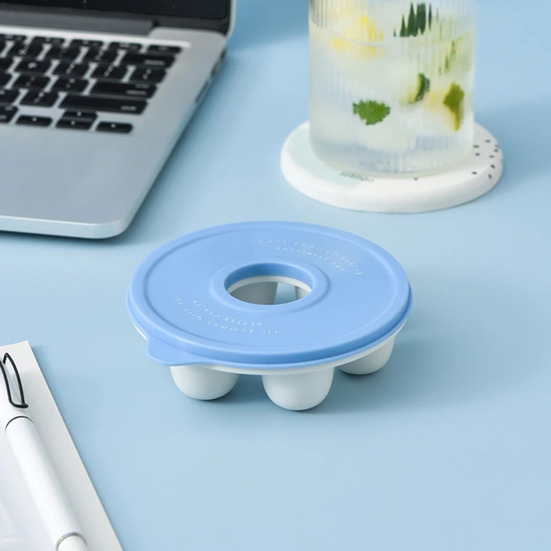 

3 Pcs/Set 6 Grids Round Ice Cube Mold with Lid Sphere Ice Ball Maker Reusable Freezer Mould Tray for Whiskey Cocktails