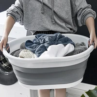 folding plastic bucket home bathroom products large laundry basket clothes storage bucket camping outdoor travel portable bucket