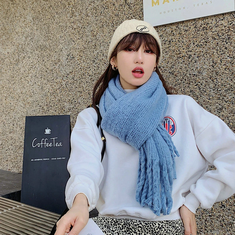 Женский винтажный Повседневный Шарф с кисточками зимняя теплая шаль из