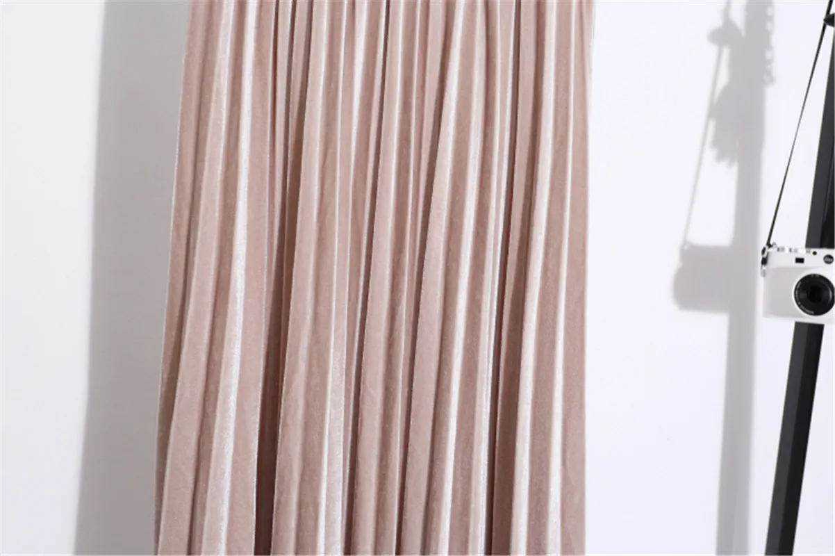 

Korean High Waist Retro Organ Pleated Skirt Fashion Wild Thin Elastic Waist Long Skirts Solid Color Casual Faldas Mujer Moda