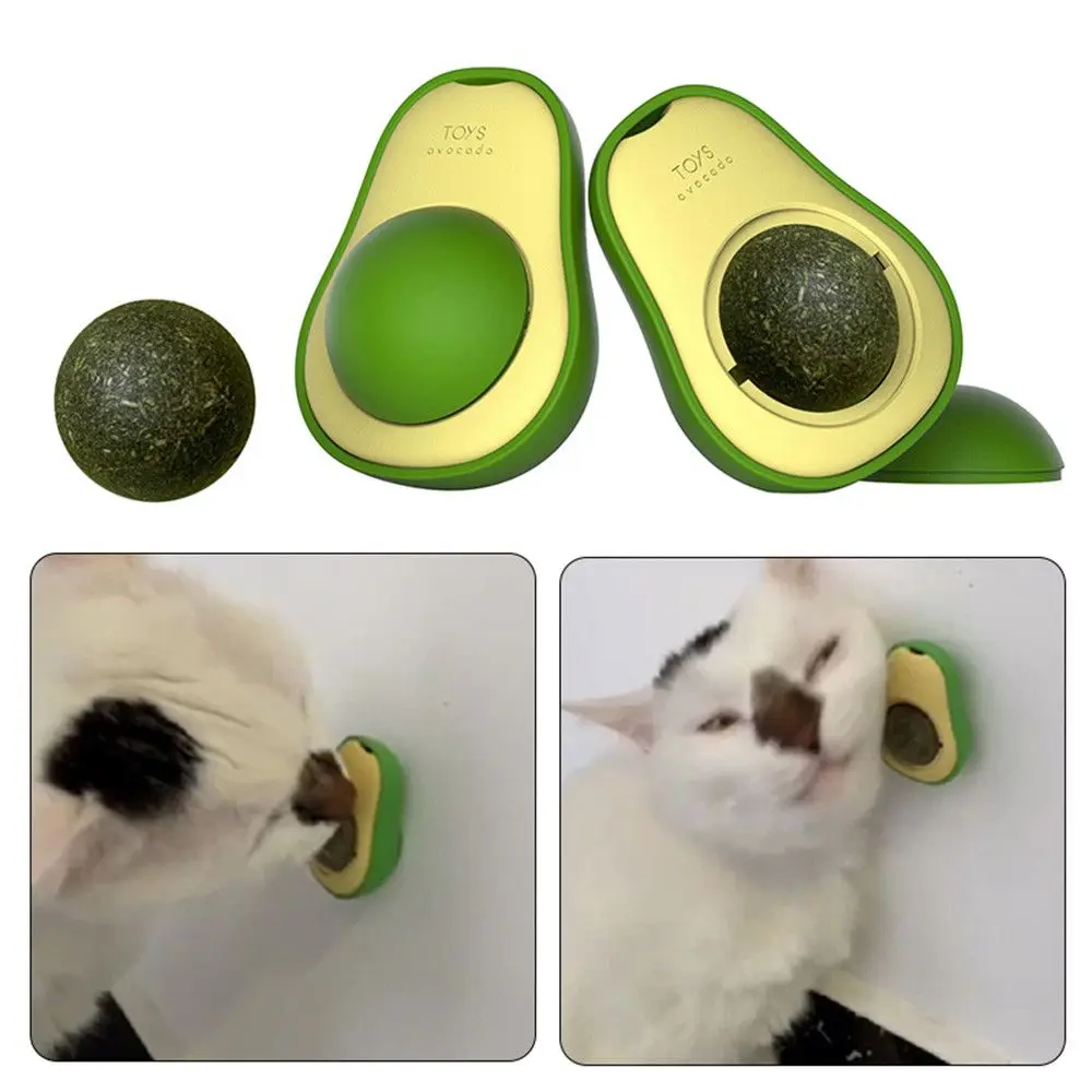 

Healthy Spinning Natural Training Funny Cat Favor Catnip Ball Avocado Mint Ball Kitten Coated Mint Pets Supply