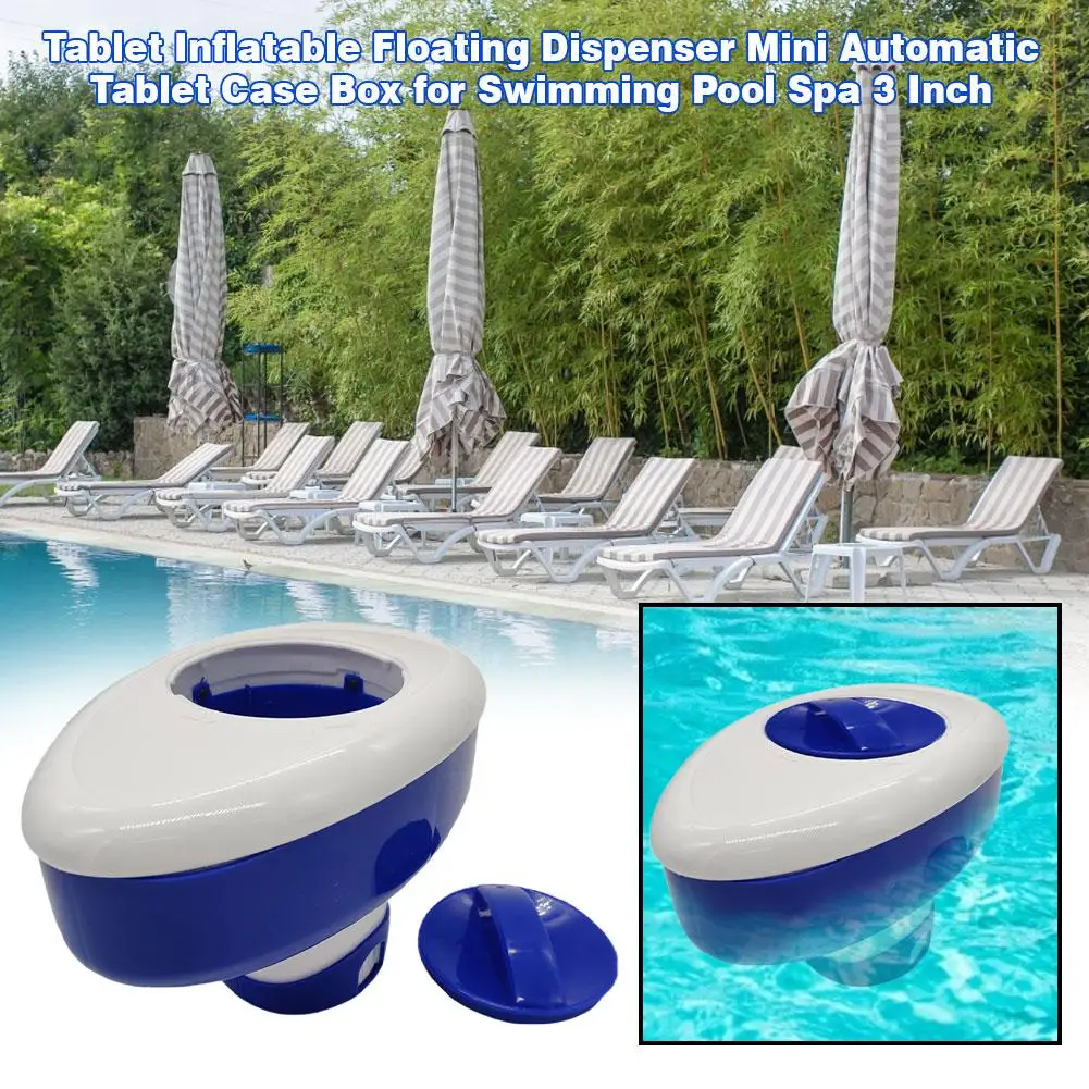 

3 Inch Floating Box Tablet Inflatable Floating Dispenser Mini Automatic Tablet Case Box For Swimming Pool Spa Aquariums