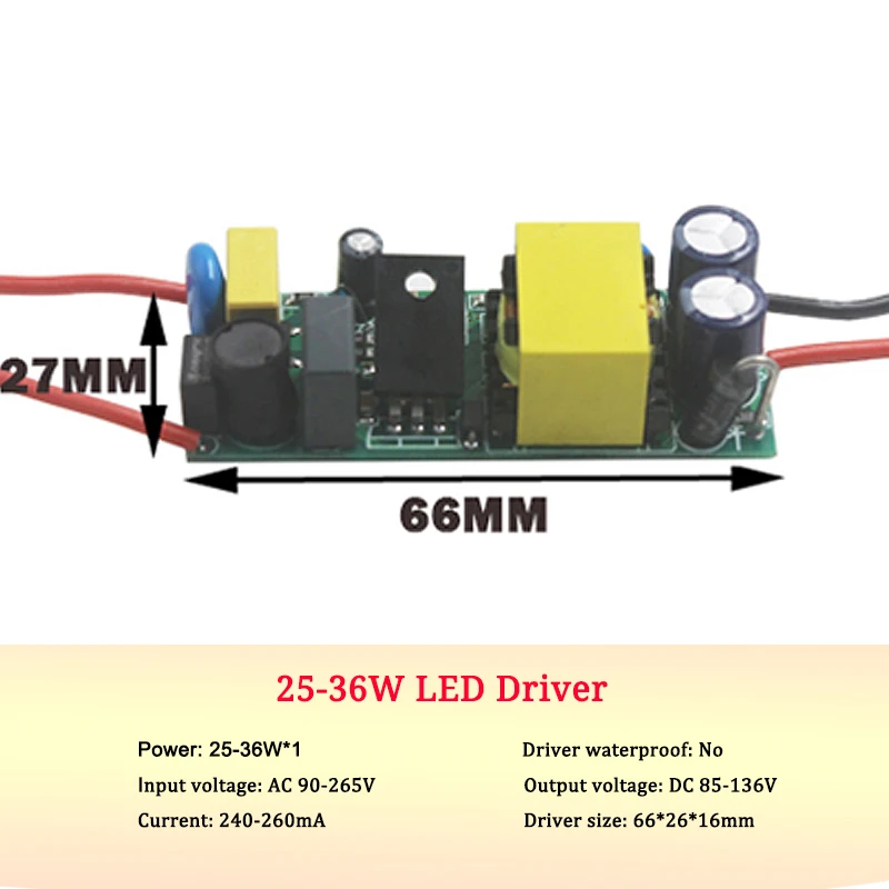 25 to 36Watt Usb кабель, 1 шт-1-36 Вт Светодиодный драйвер Вход AC 85-265V освещение трансформатор постоянного тока Питание адаптер для Светодиодный ламп/прожектор - Цвет: 25 to 36Watt