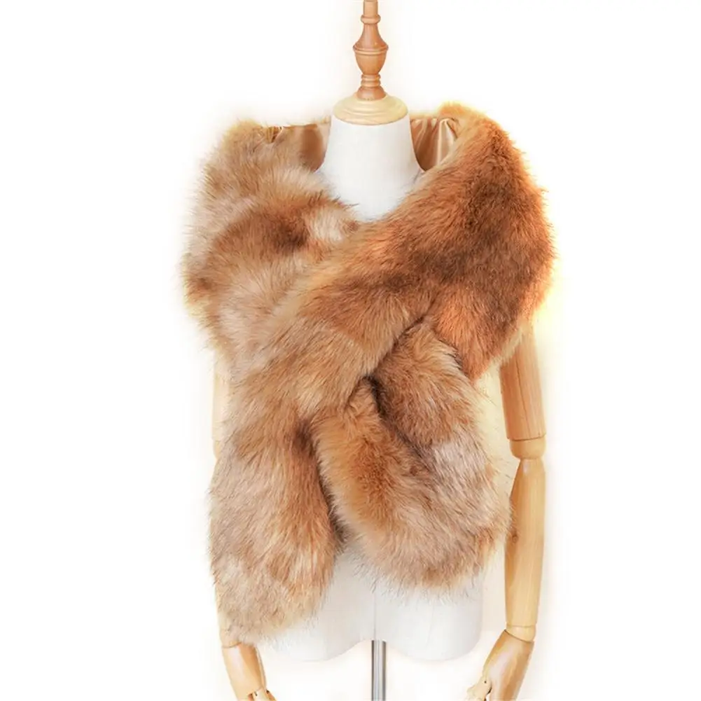 Роскошный зимний искусственный Лисий пальто женский шарф теплый пушистый мягкий