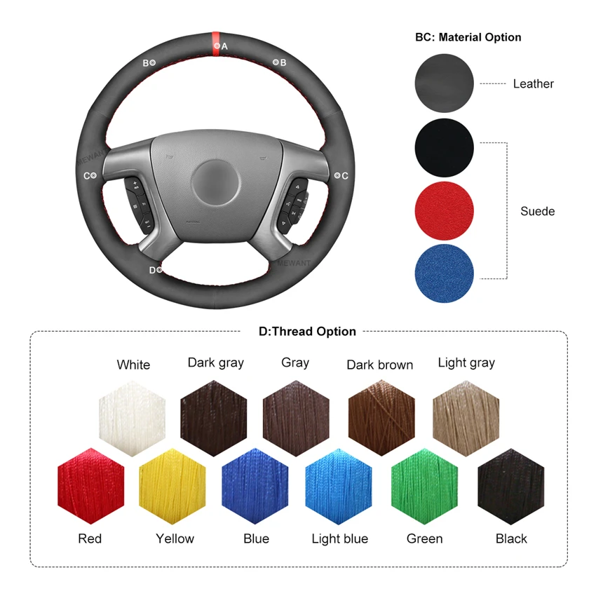 

MEWANT Black Suede Steering Wheel Covers For Chevrolet Captiva Daewoo Winstorm Silverado GMC Sierra 2007 2008 2009 2010-2013