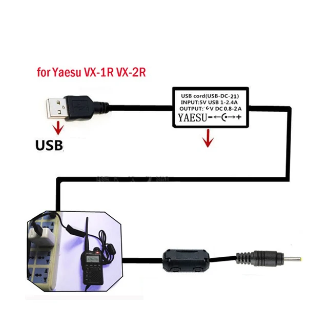ABKK Usb кабель Зарядное устройство для Yaesu vx 1r VX 2R 3R радио usb dc 21|Запчасти и аксессуары
