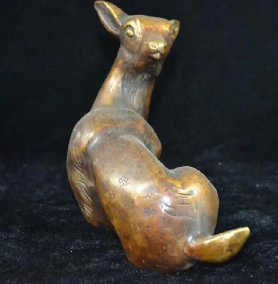 Медная Статуя китайская редкая медная резная реалистичный пятнистый олень