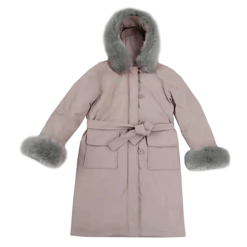 

Plus Size Women Long Jacket Hooded Solid Parkas Female Winter With Fur Collar Sashes Cotton Padded Slim Casual Thick Coat Ladies
