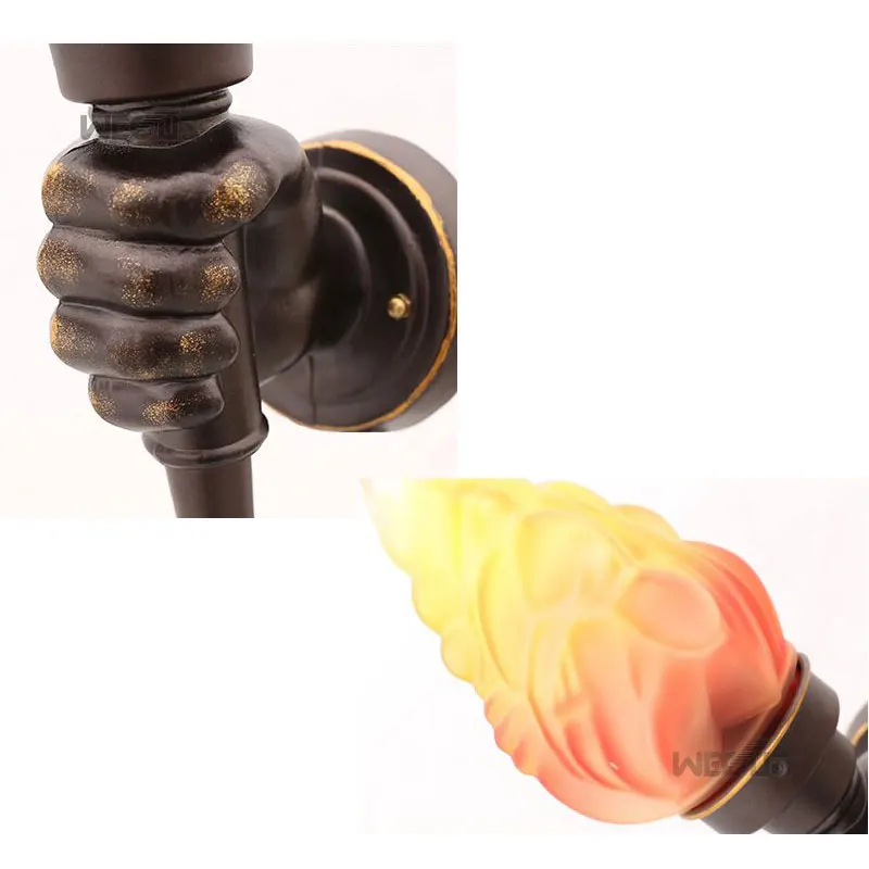 

Creative torch hand wall lamp outdoor light garden yard porch living room bedroom stair aisle corridor restaurant cafe light bra