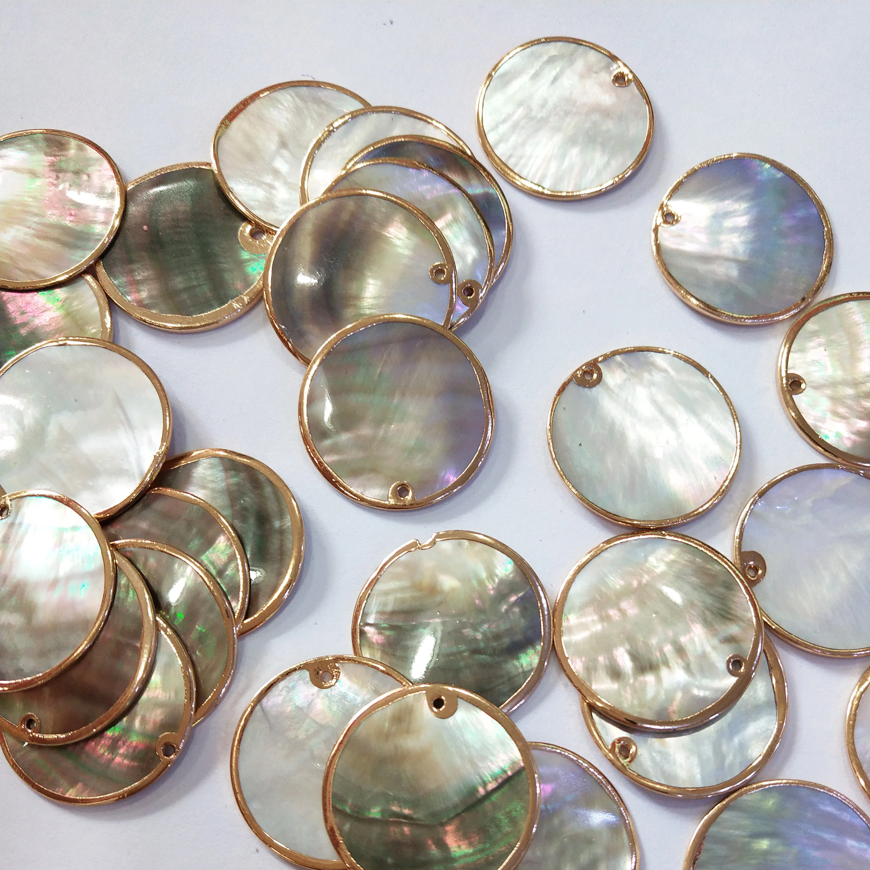 

5PCS Natural Shell Pendant Round Design Glitter Jewelry For Making DIY Necklace Bracelet Accessory Decoration 25x25mm