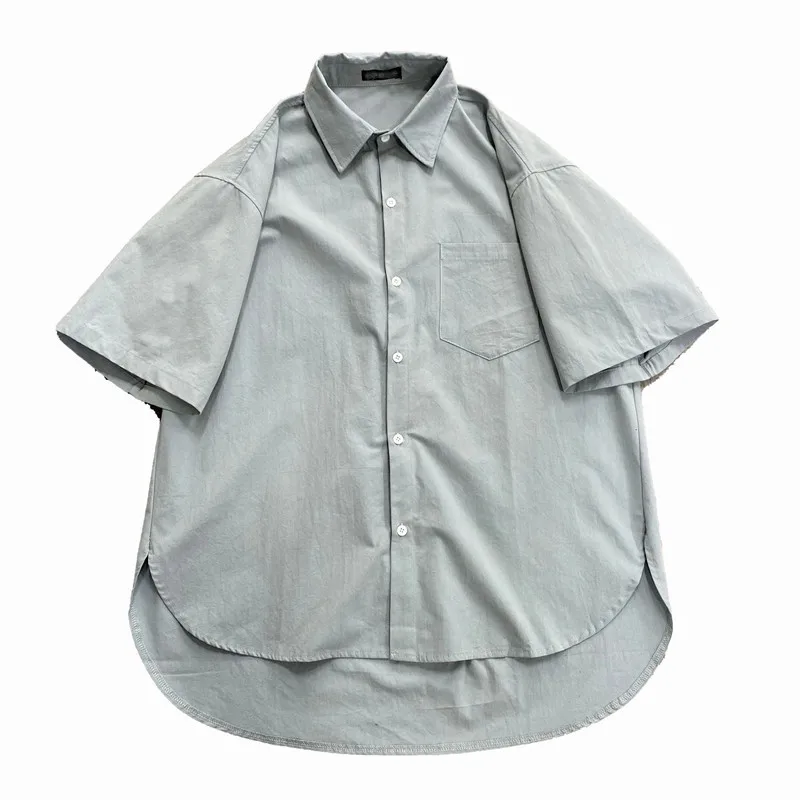 

Men Shirts Half-sleeve Japanese-style Loose Cargo Summer Thin Mens Shirt Solid Simple Korean Trendy Harajuku BF Casual Outwear