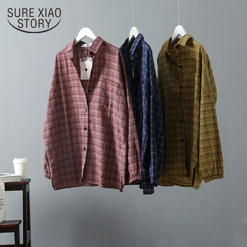 Винтажные женские рубашки, Blusas Roupa, весенние женские летние блузки, корейские женские Топы с длинным рукавом и блузки, женские топы 6658 50