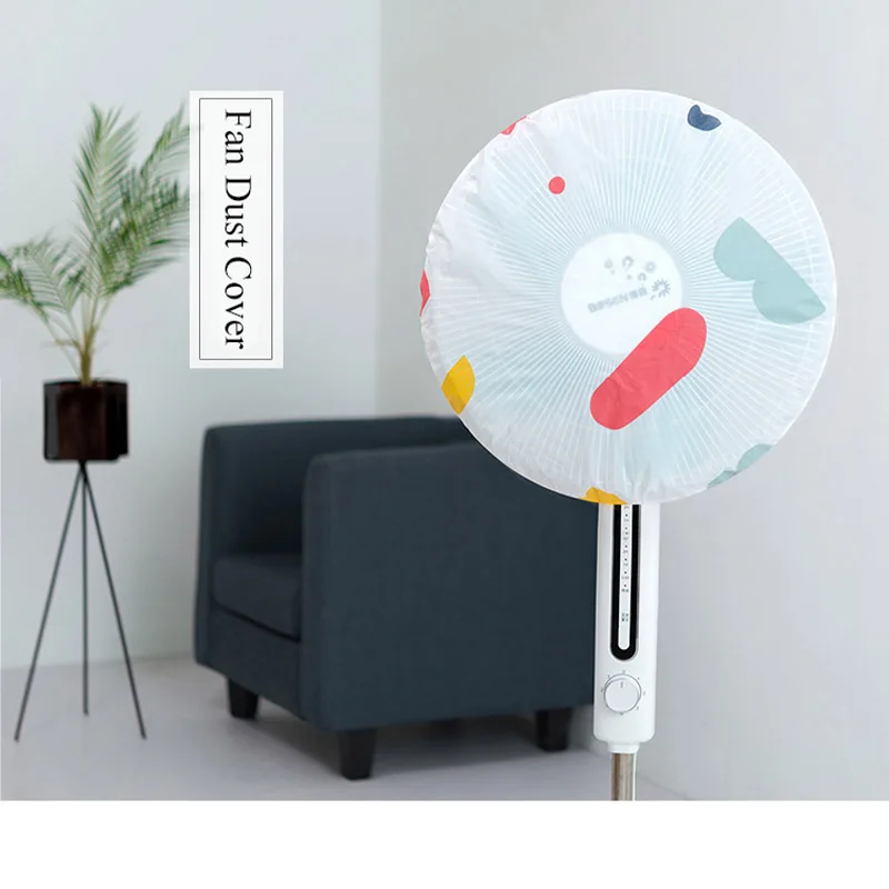 PEVA Floral Round Fan Protection Cover Floor Fan Safety Protection Waterproof Dust Cover