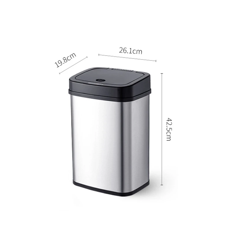 

Smart Sensor Trash Can Automatic Waste Bin Mute Metal Garbage Can with Lid Stainless Steel 15 Liter for Kitchen Office