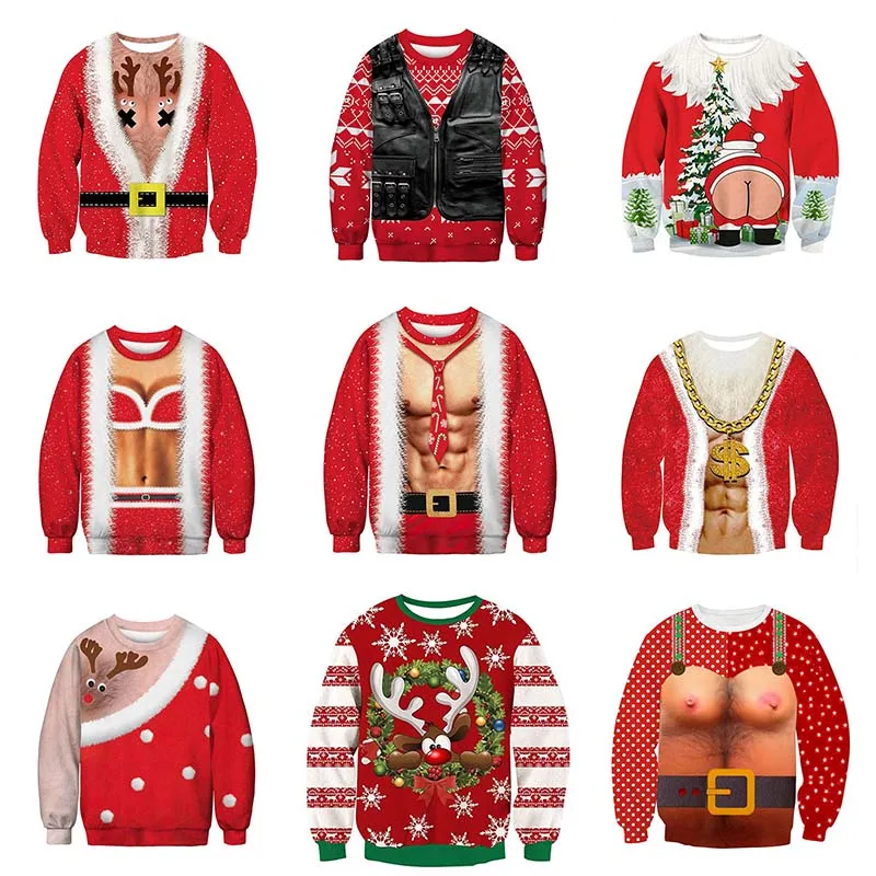 Харадзюку Санта монстр 3D пуловер Рождественский цифровой принт уличная мужская