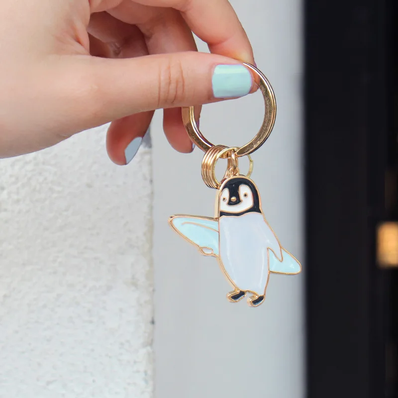Новинка Модный милый брелок для ключей с героями мультфильмов животные Пингвин