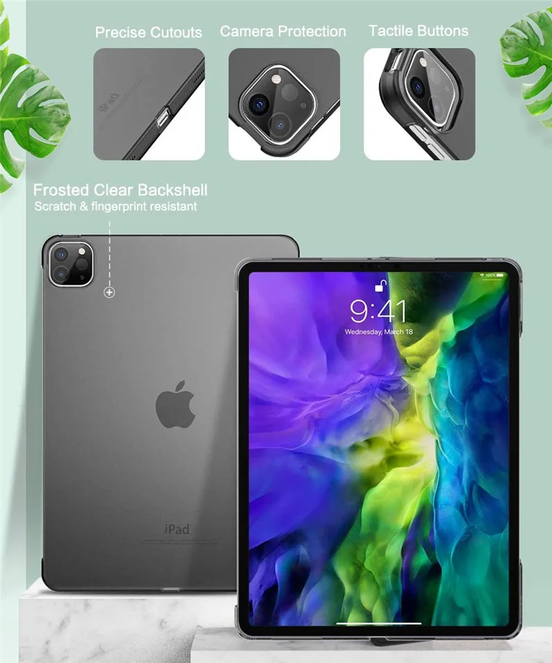 Чехол для iPad Pro 11 2020 2018 ультратонкий легкий Магнитный полупрозрачный матовый
