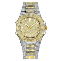 cool gold diamond watches men fashion alloy band hip hop round case pointer calendar quartz watch montres de marque de luxe 1214