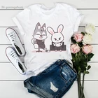 Новинка, футболка Kawaii Rabbit Skzoo, женская одежда, женская одежда, футболка с мультяшным принтом, винтажные корейские модные футболки с коротким рукавом