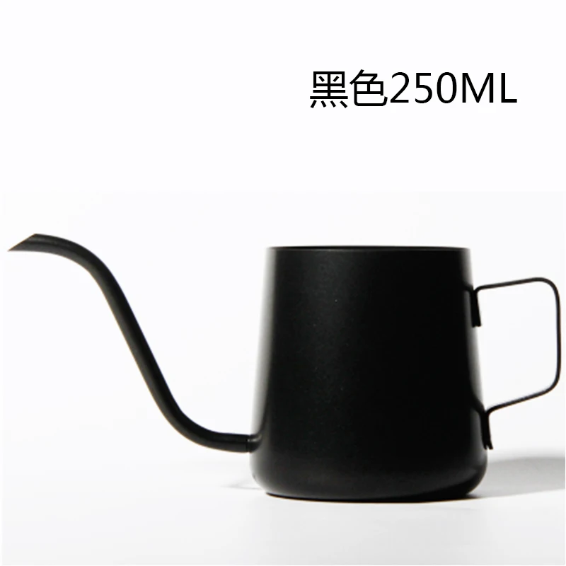 Black250ml Нержавеющая сталь, утолщенные тонкие горшки, капельный кофейник с гусиным носиком, чайник с длинным горлышком, инструмент для домашнего чая, 250 мл/350 мл - Цвет: Black250ml