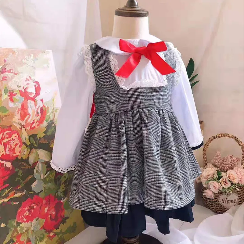 От 0 до 8 лет осенне-зимнее платье с длинными рукавами и отложным воротником для