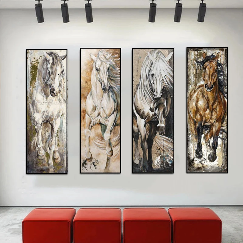 

Horse Paintings Modern Wall Art Pictures For Living Room Animal Poster Prints Vintage Decorative Pictures Unframed