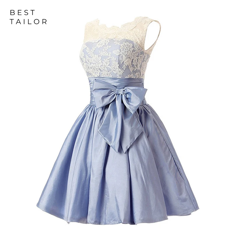 Коктейльные платья для особых случаев винтажные атласные Короткие с бантом