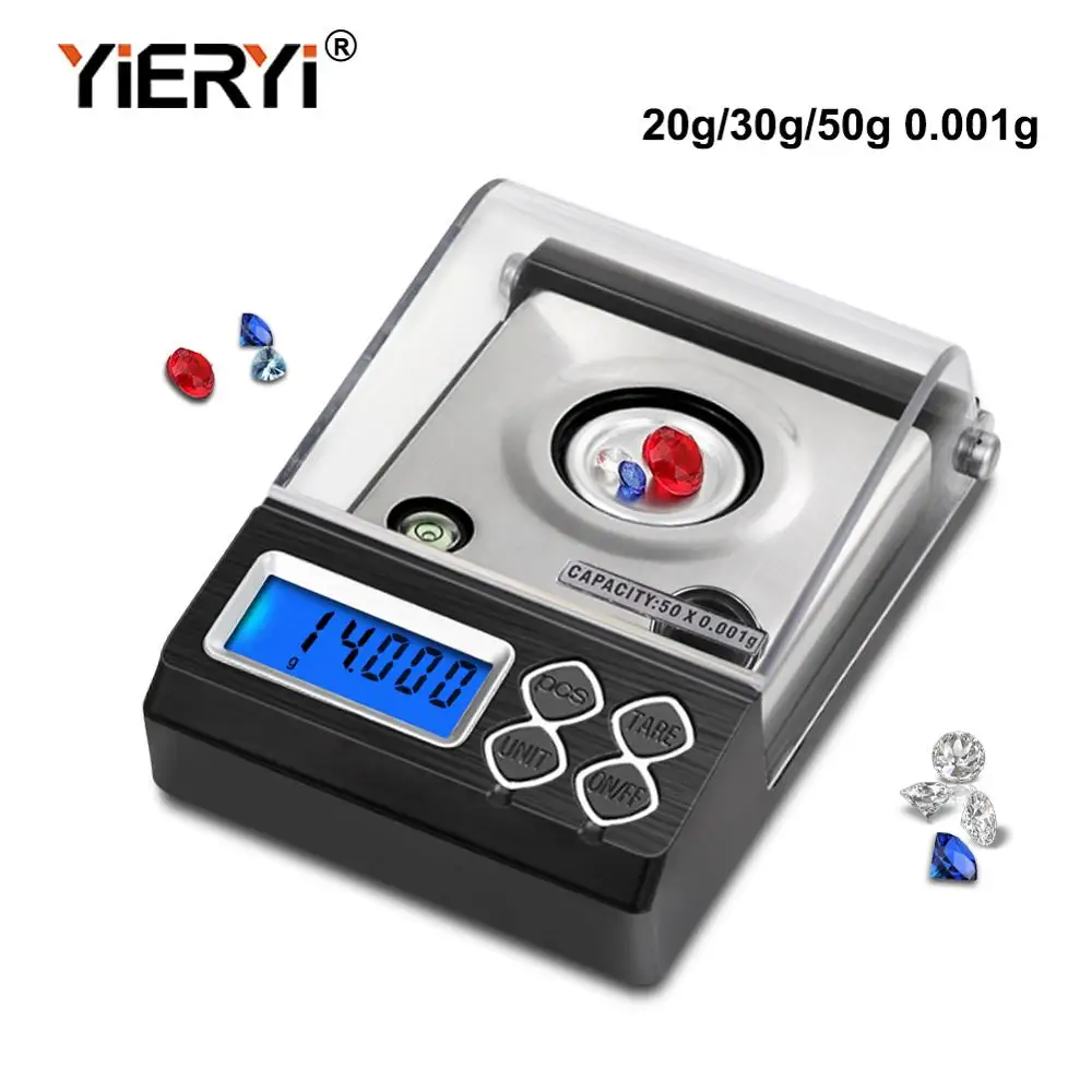 Yieryi электронные каратовые весы 20 г/30 г/50 г/0,001 г для лаборатории губная помада пудра алмазные ювелирные весы