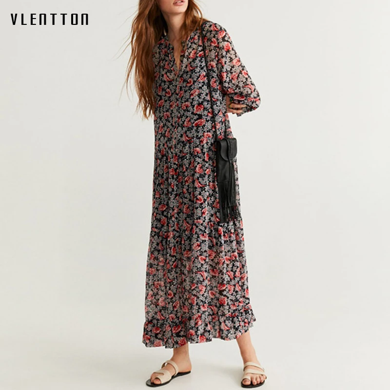 Женское винтажное платье макси в стиле бохо вечерние ничное платье-трапеция с