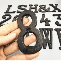Retro Metal Digital Numbers Cast Iron House Sign Doorplate DIY Cafe Wall Decor Creative Door Numbers Sign