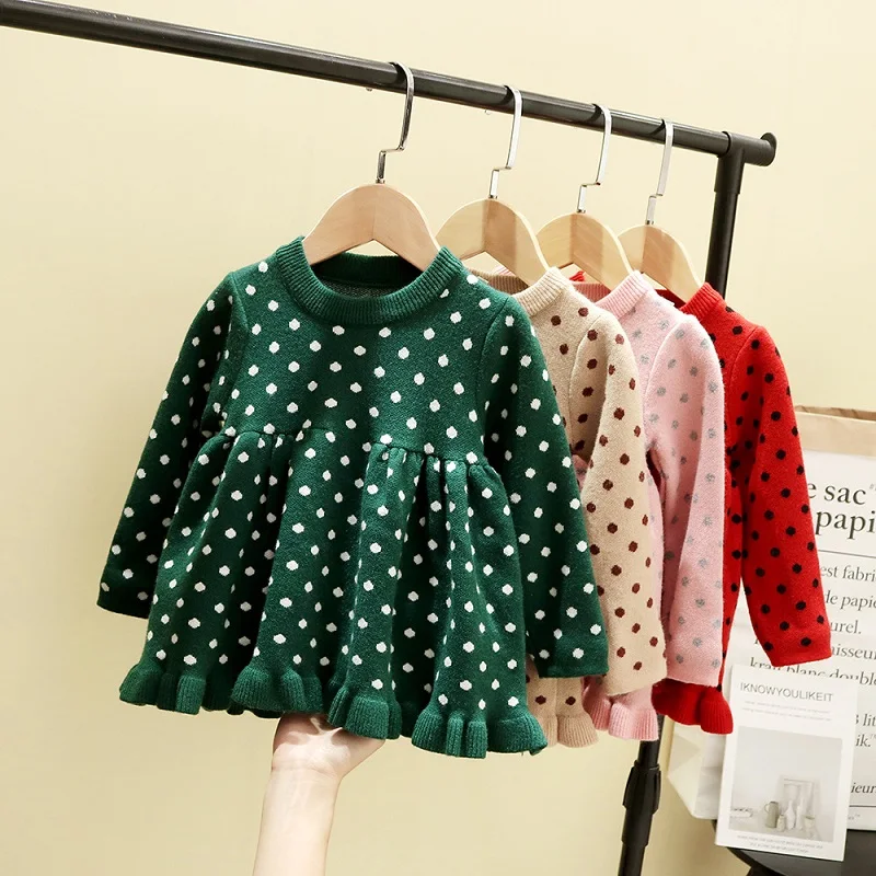 

Newborn Girls Dress New Winter Girls Dress Princess Dress Long Sleeve Girl Dresses Dot Cute Dress Children infant Clothing
