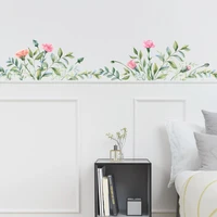 green leaf safflower wall sticker bedroom living room decorations home mural cupboard diagonal stickers combination wallpaper