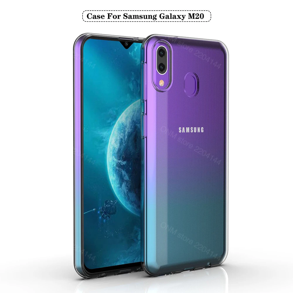 Чехол для Samsung Galaxy M20 TPU силиконовый прозрачный чехол Бампер Мягкий прозрачная