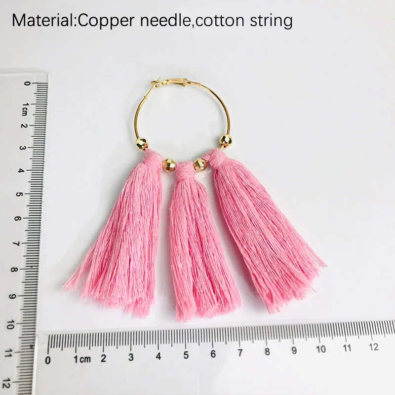 Cpop Новые простые модные серьги макраме этнические белые розовые хлопковые нитки