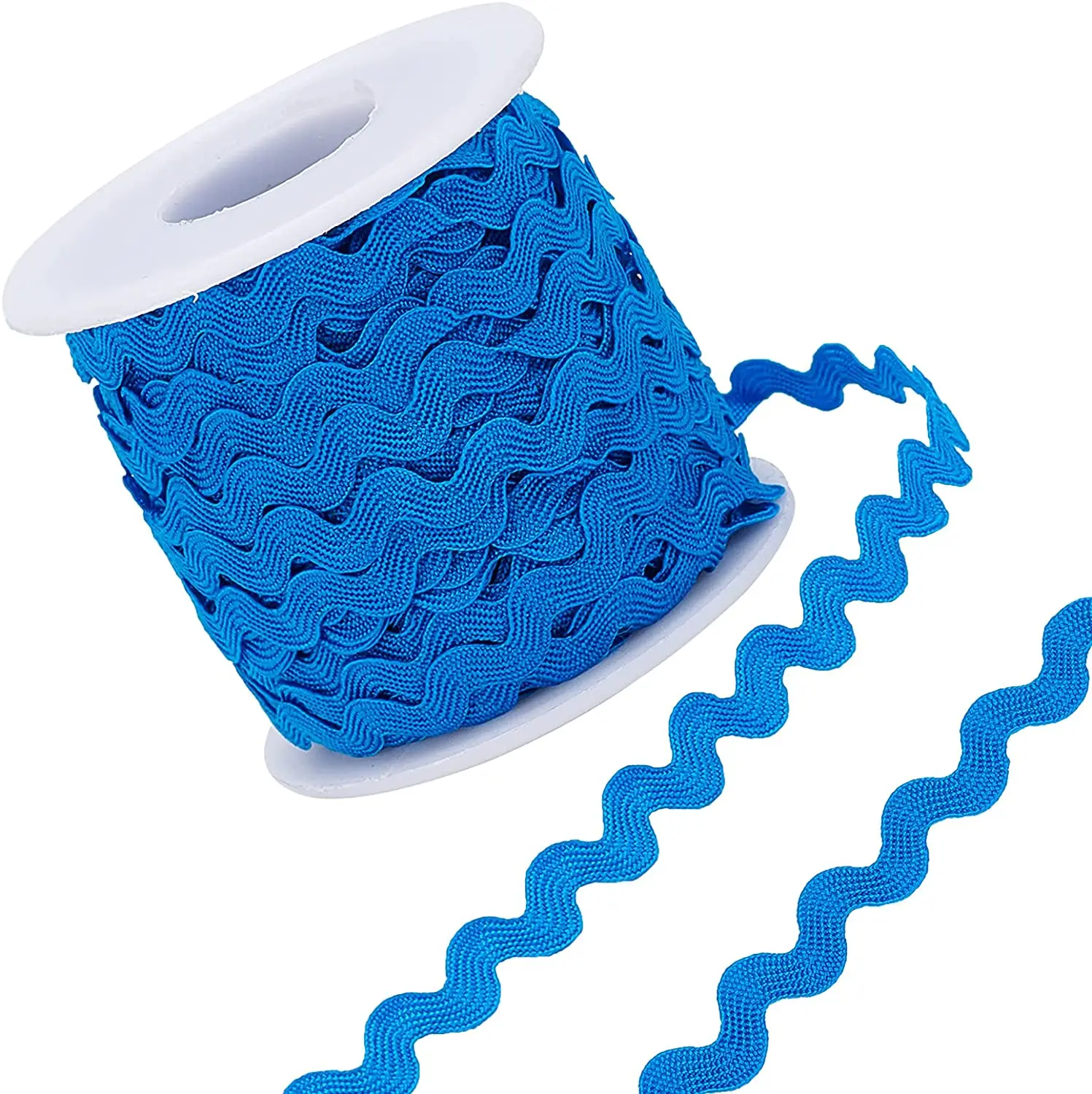 

1 Roll 27yd/25m RIC Rac Trim Ribbon Wave Sewing Bending Fringe Trim 5mm/0.2 inch for Sewing Flower Making Wedding (Blue)